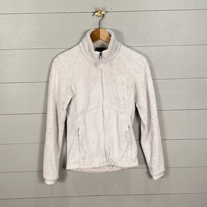 The North Face white monochrome Sherpa zip up jacket Womans size XS